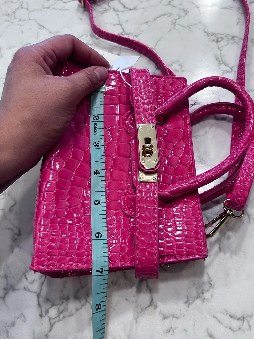 NWT Lola + the Boys Pink Faux Leather Crocodile Style Mini Kids Shoulder Bag